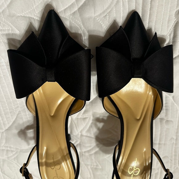 Jessica Simpson Black Bow Slingback Heels 9 EUC - Picture 2 of 6